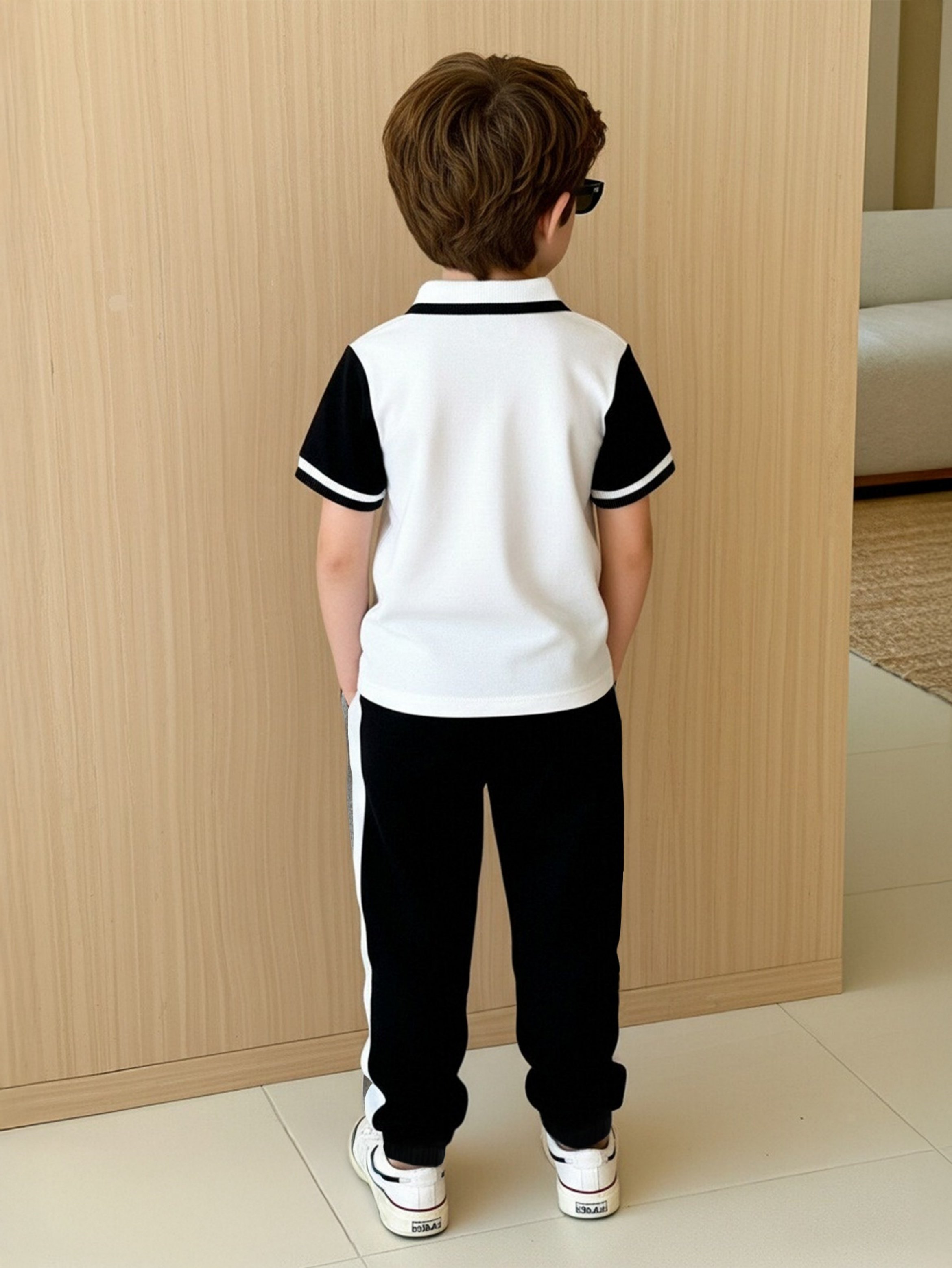 Boys Color Block Polo and Joggers Set