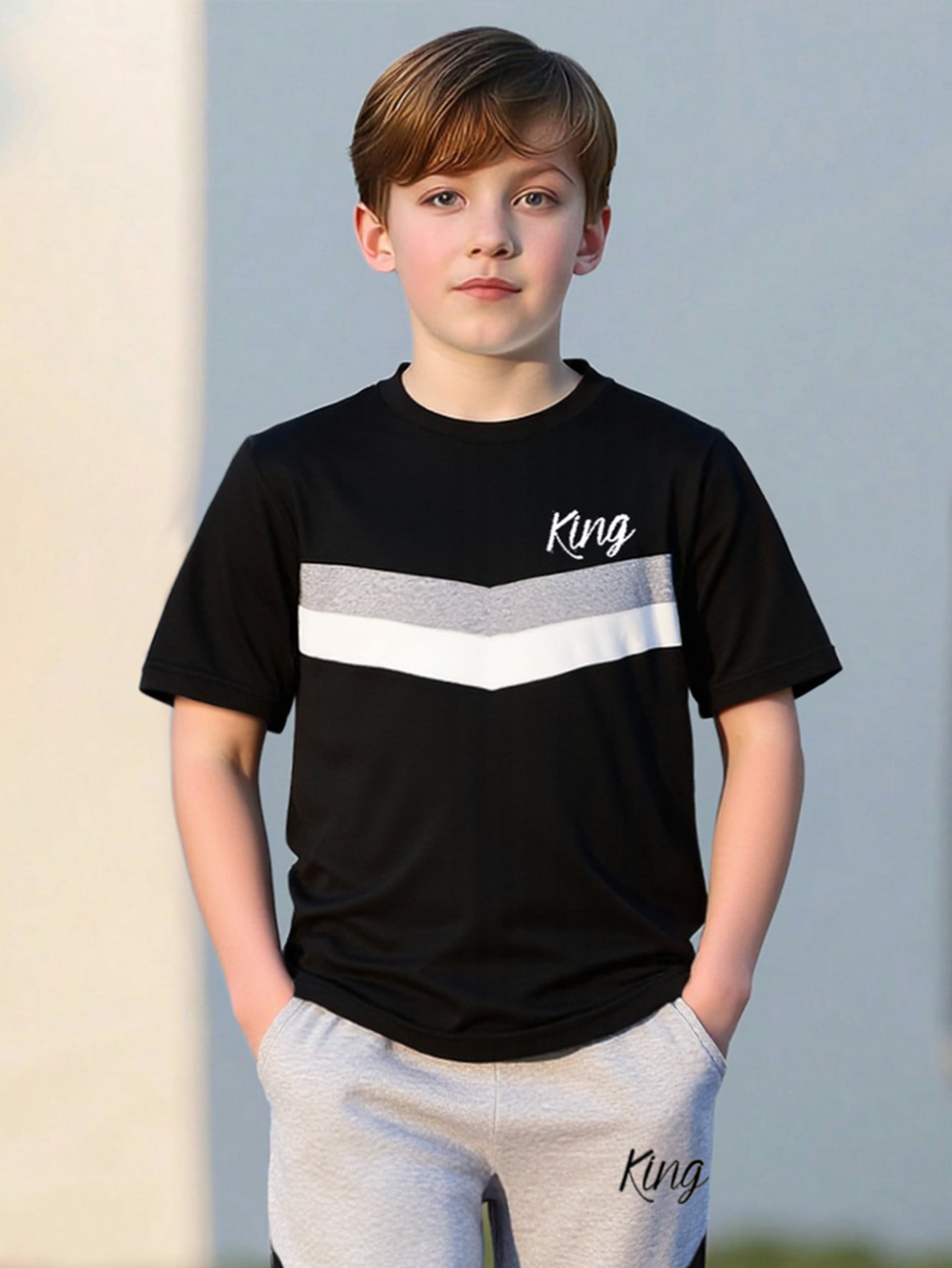 Boys King Print T-Shirt and Jogger Set