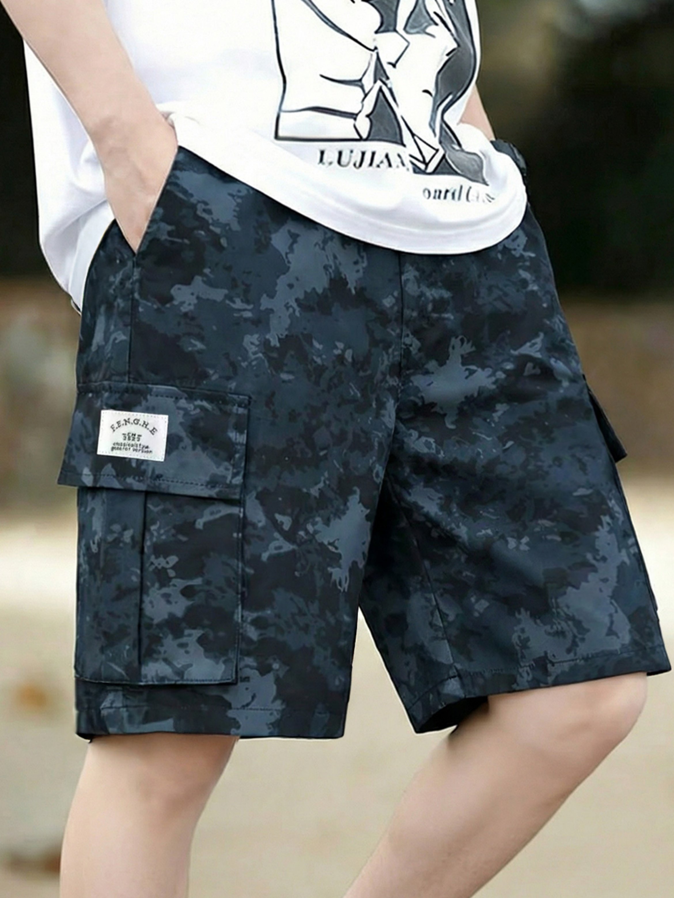 Boys Camouflage Cargo Shorts With Pockets