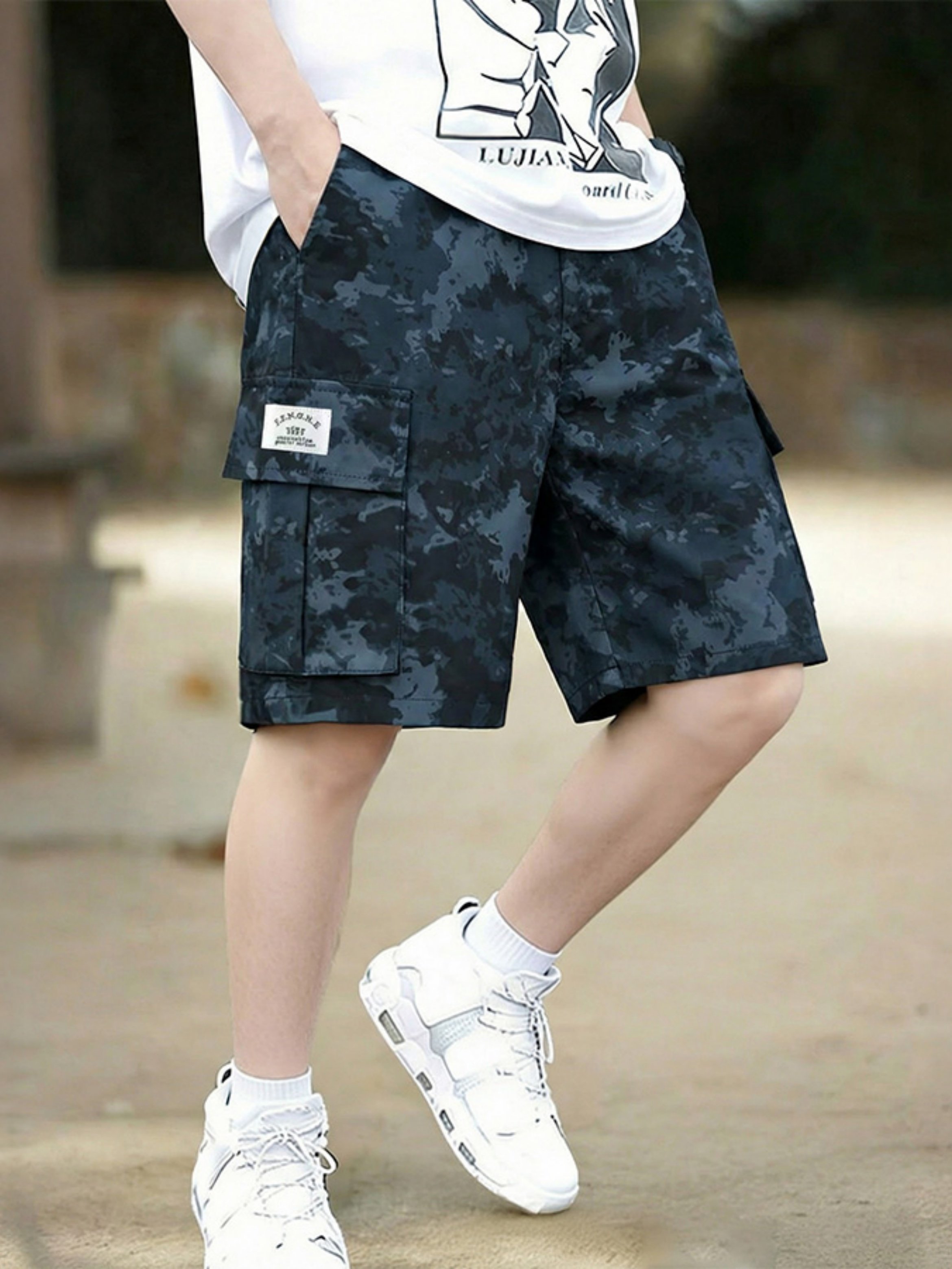 Boys Camouflage Cargo Shorts With Pockets