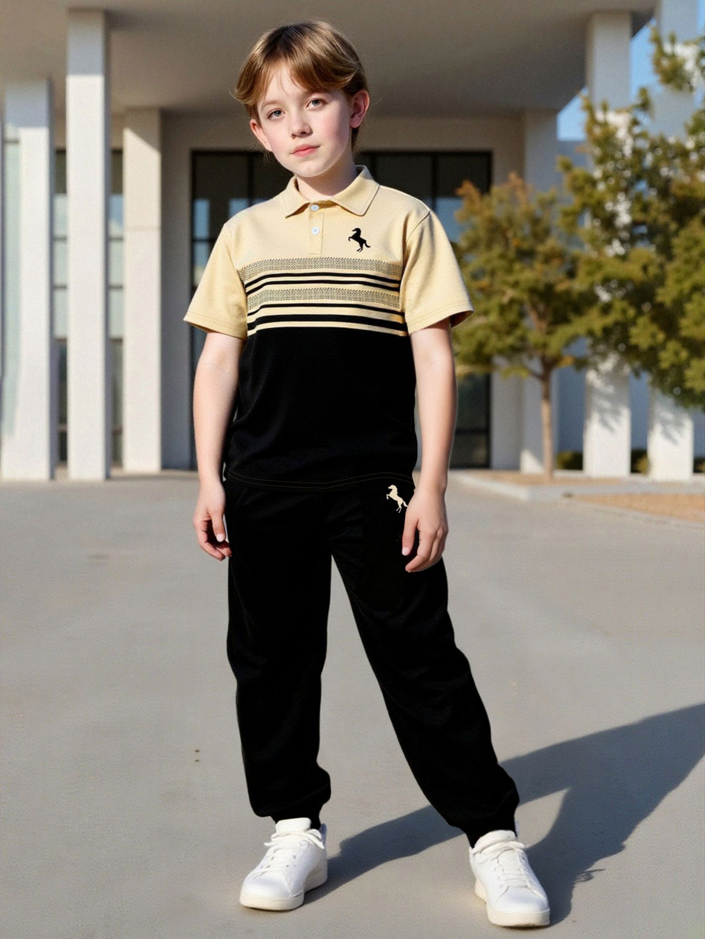 Boys Color Block Polo and Joggers Set