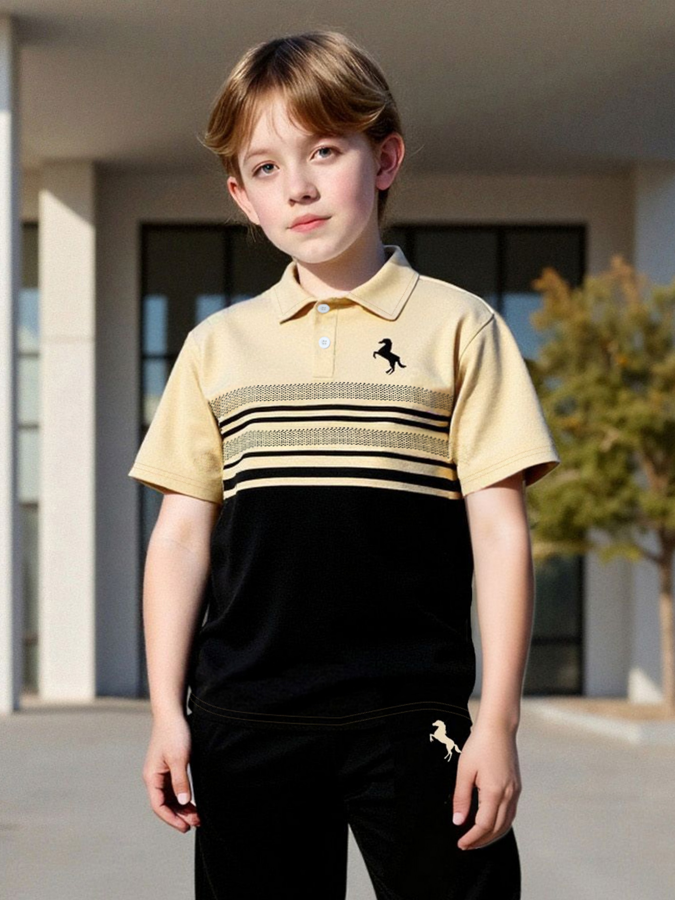 Boys Color Block Polo and Joggers Set