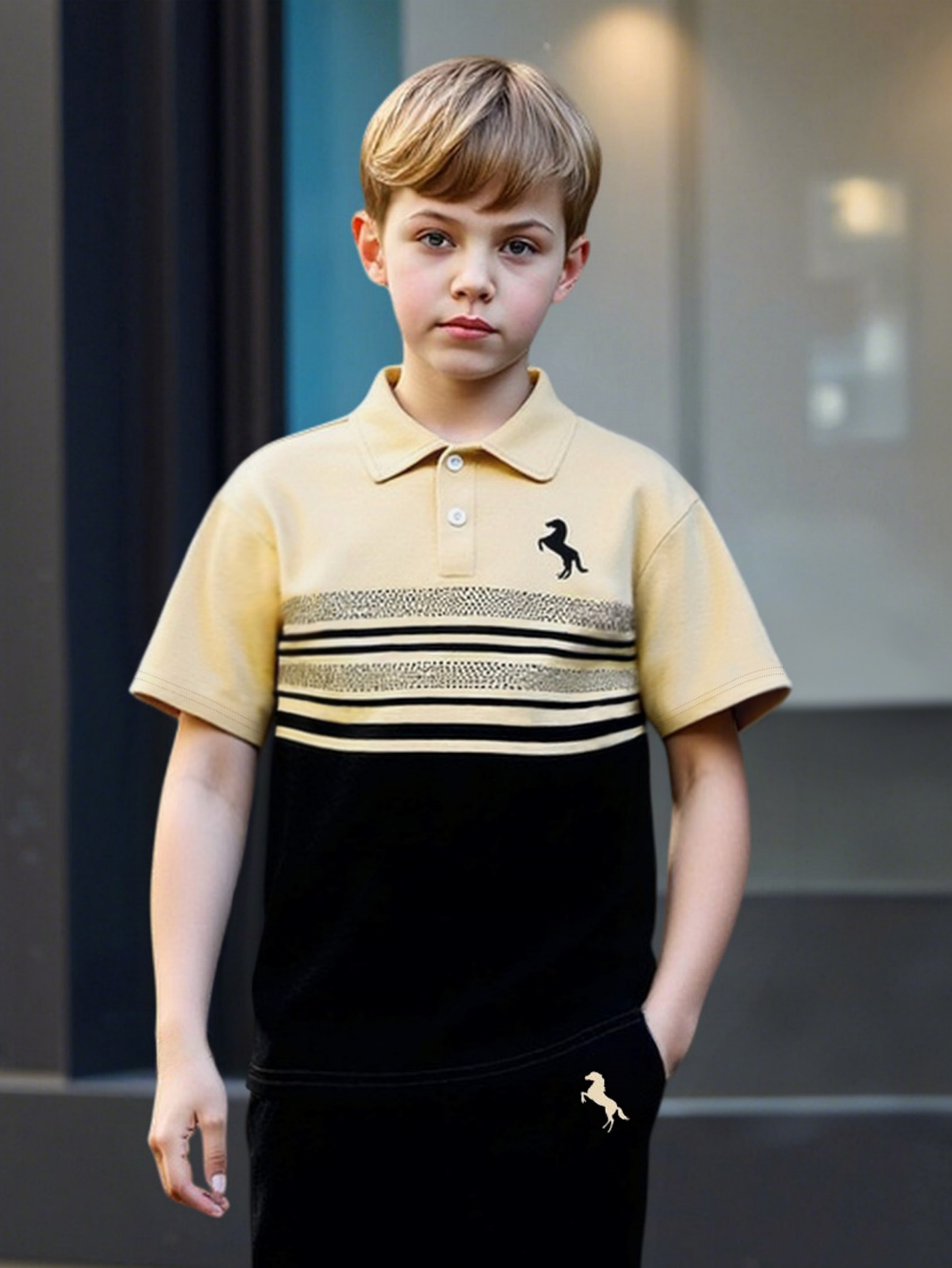 Boys Color Block Polo and Joggers Set