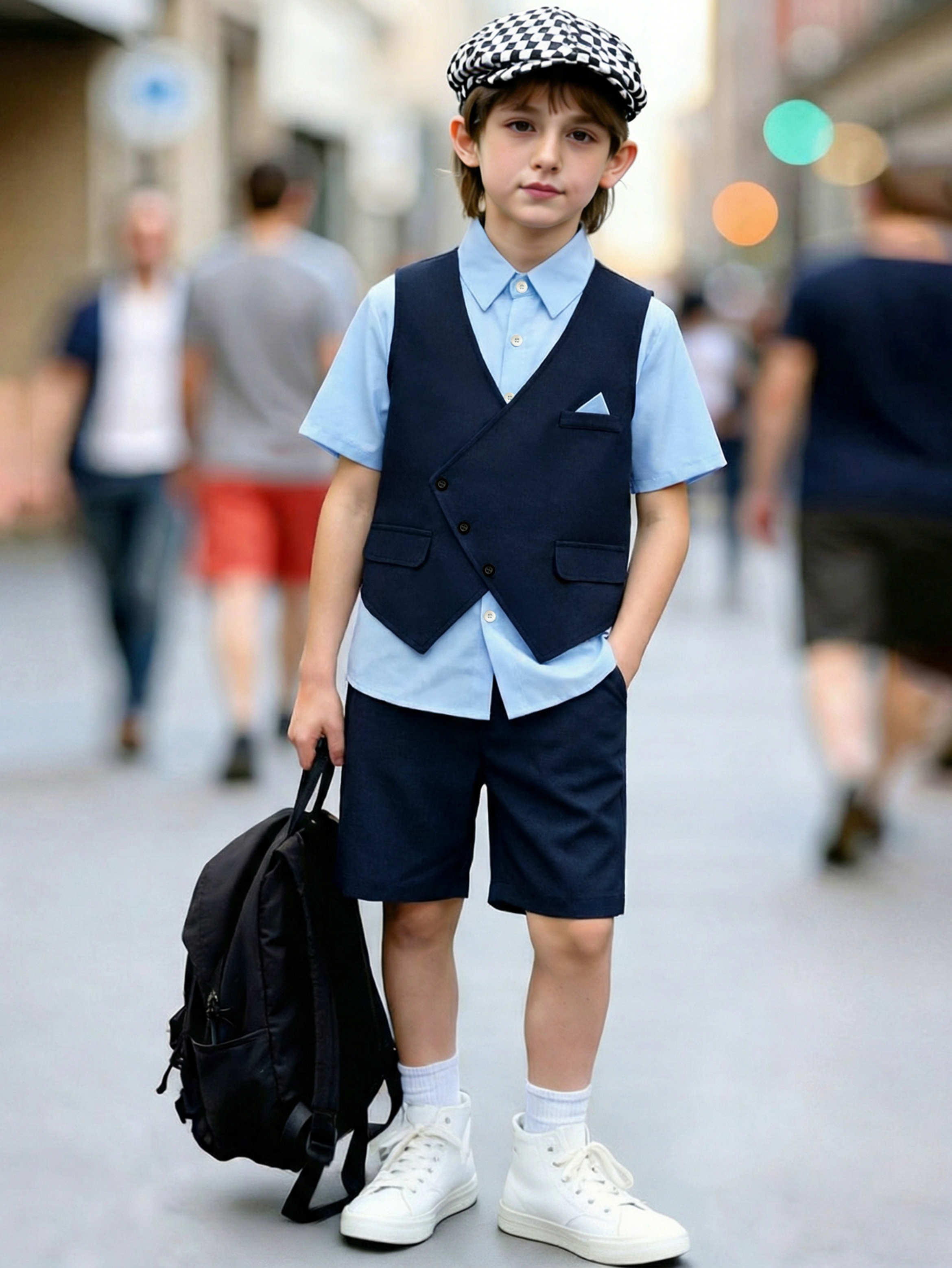 Boys Vest and Shorts Set with Shirt