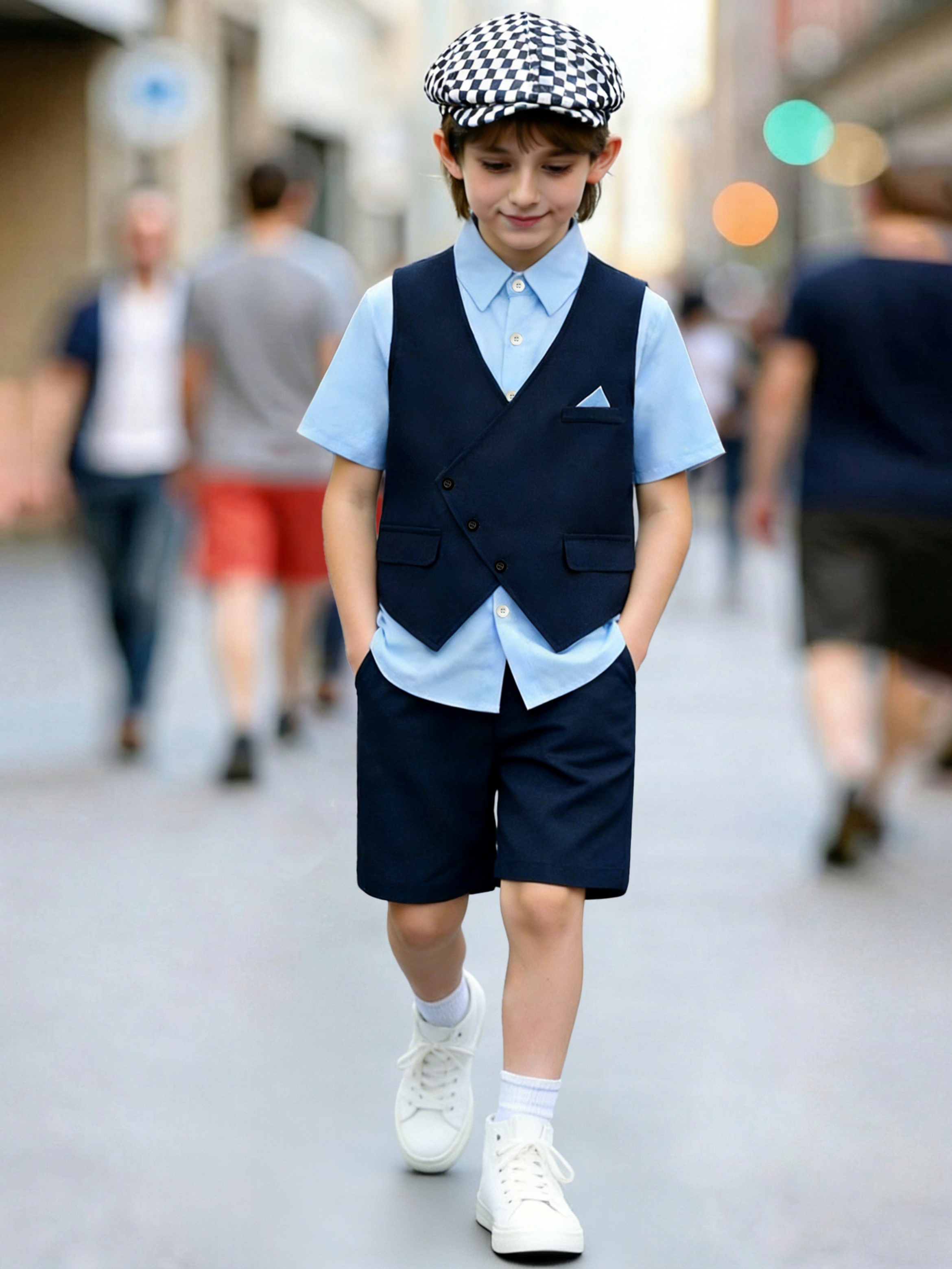 Boys Vest and Shorts Set with Shirt