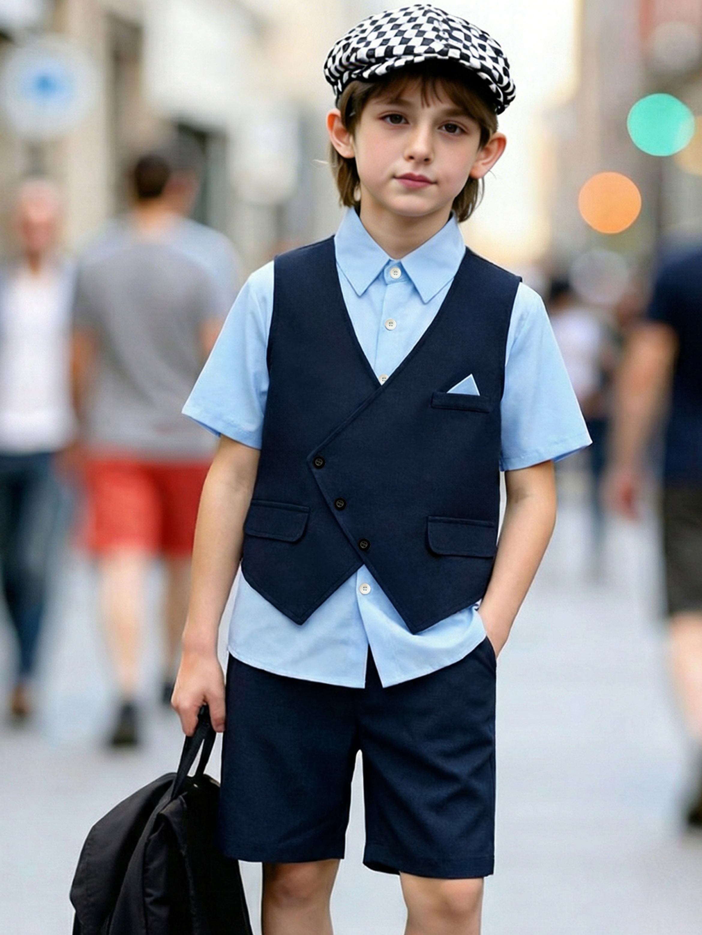 Boys Vest and Shorts Set with Shirt