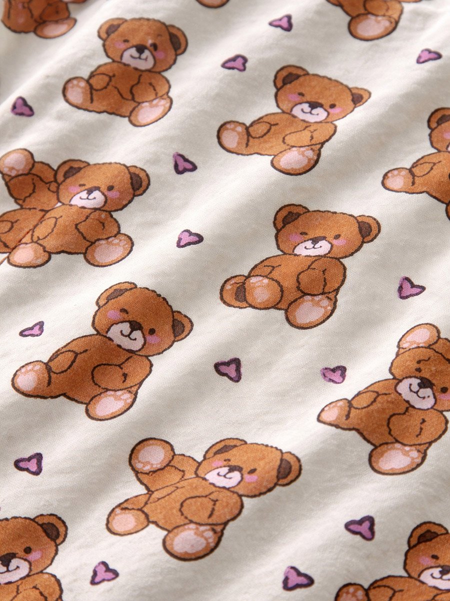 Girls Teddy Print Sleep T-Shirt Dress