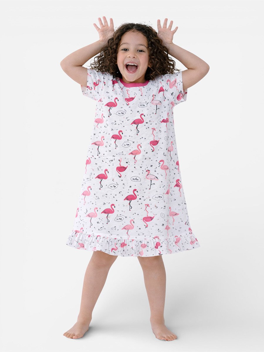 Girls Flamingo Print Nightdress