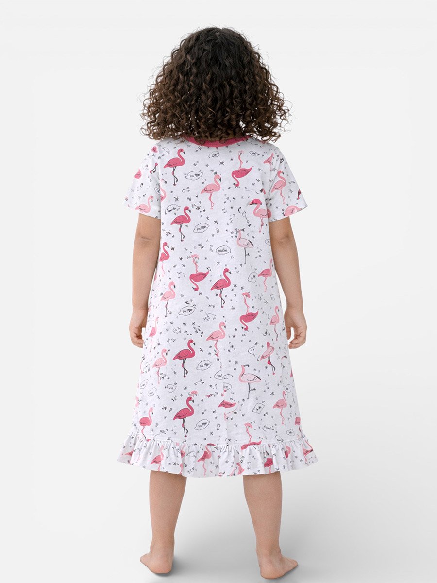 Girls Flamingo Print Nightdress