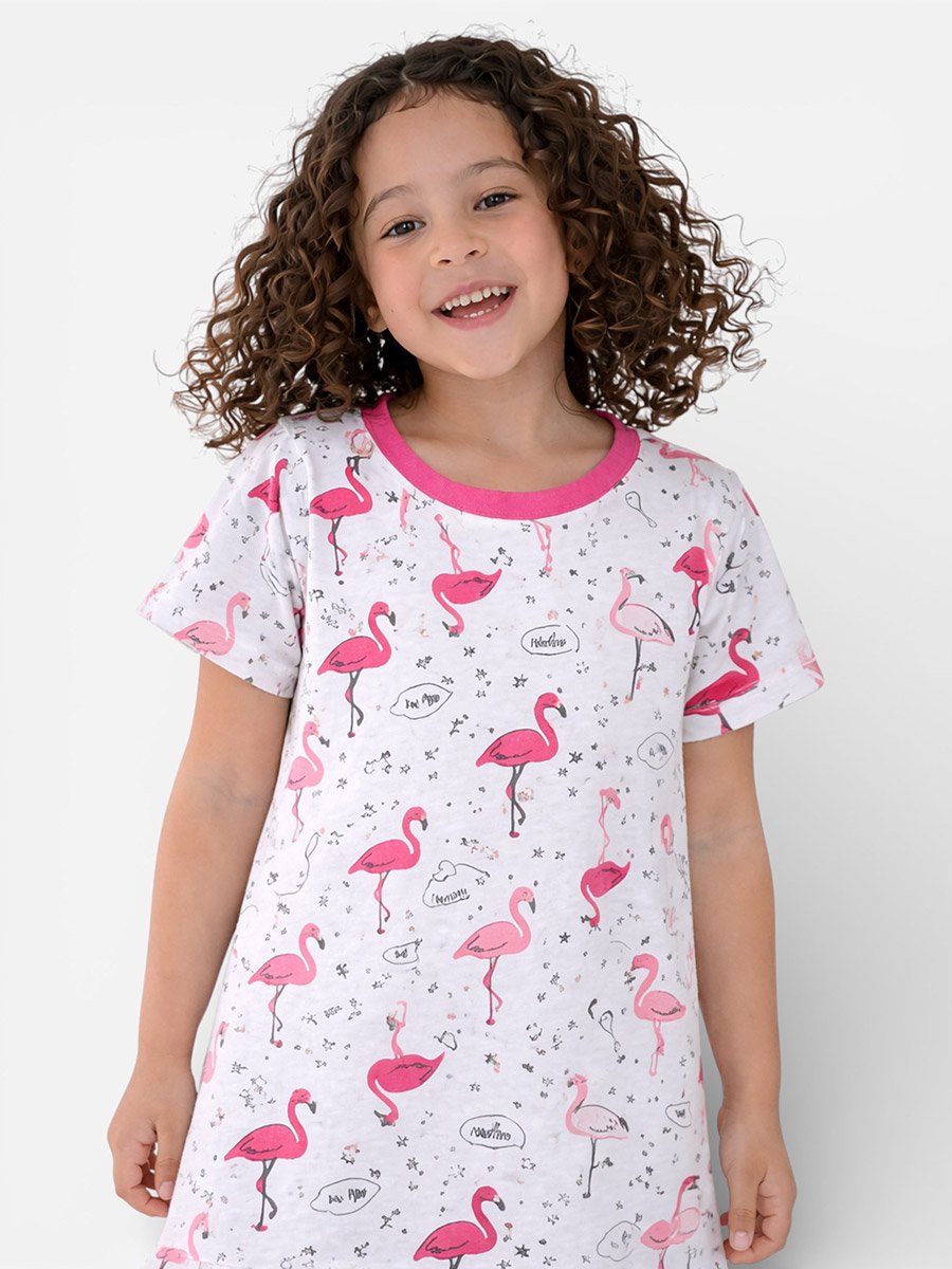 Girls Flamingo Print Nightdress