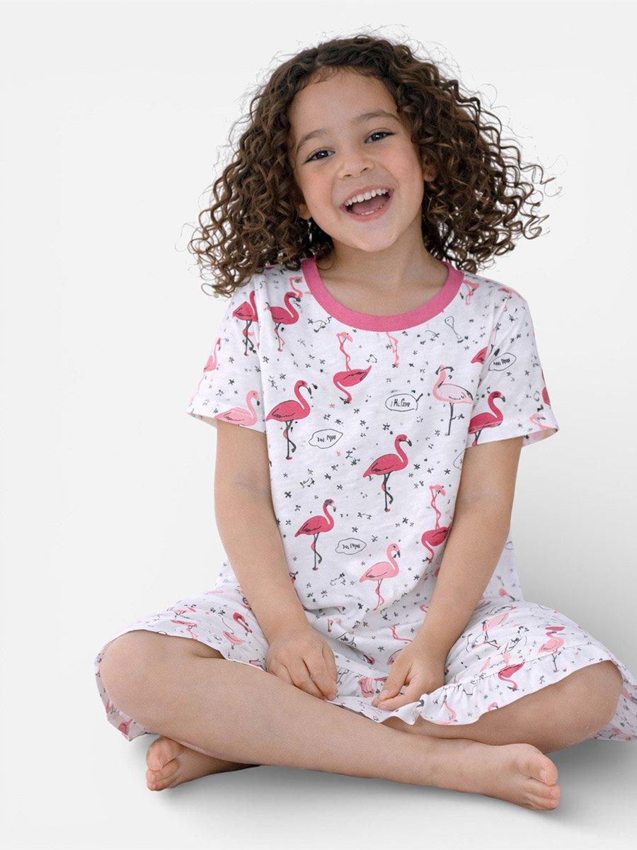Girls Flamingo Print Nightdress
