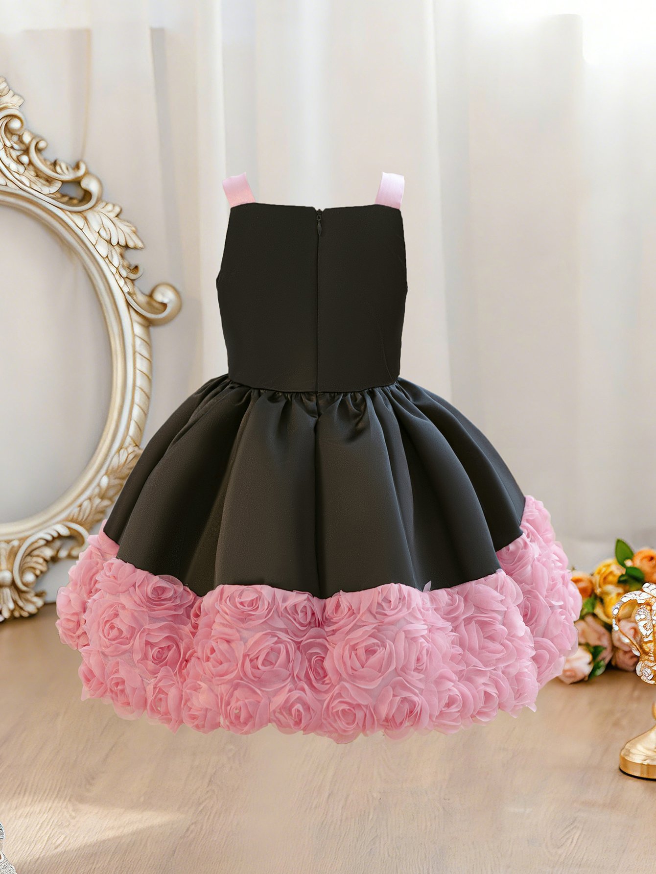 Girls Floral Applique Party Dress