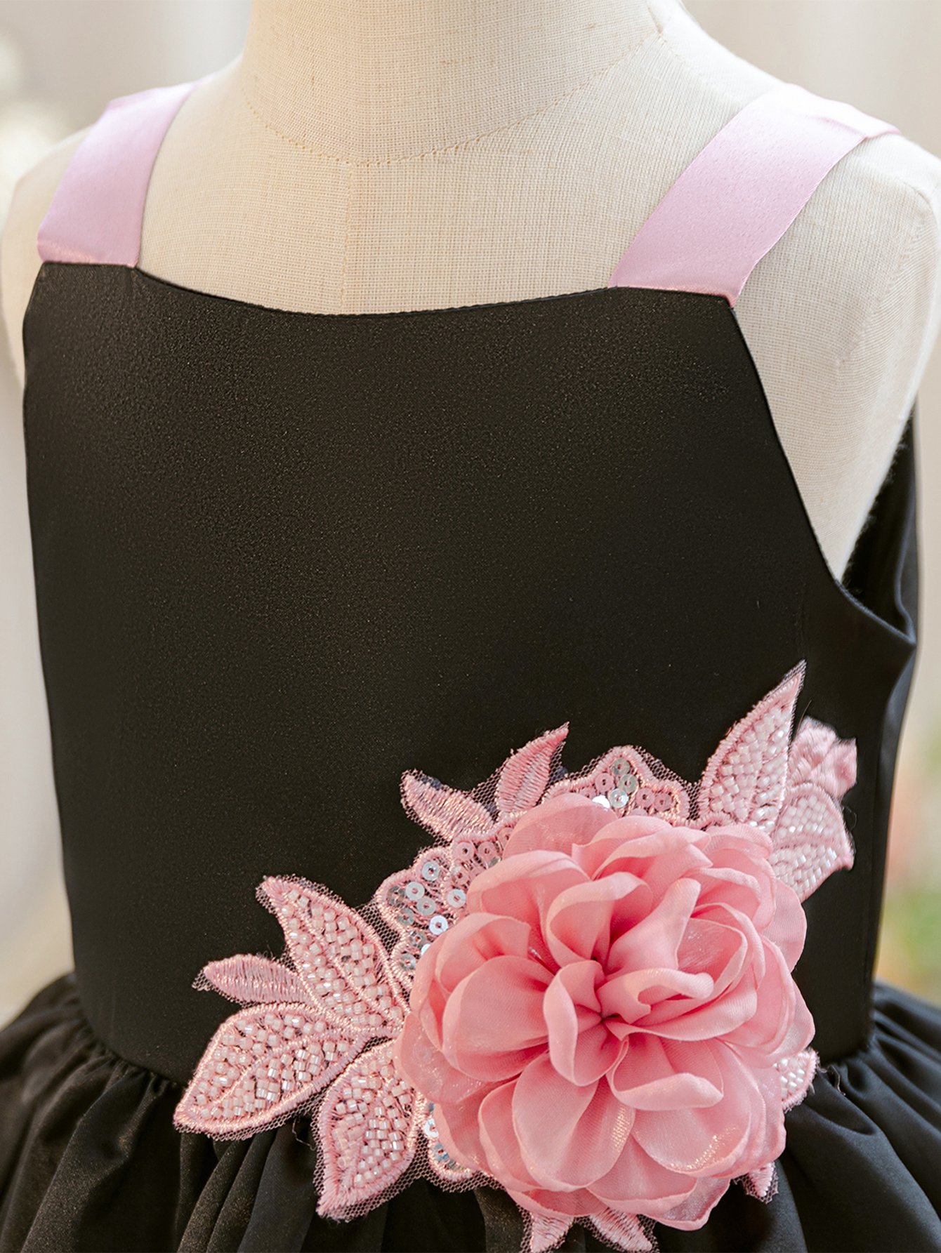 Girls Floral Applique Party Dress