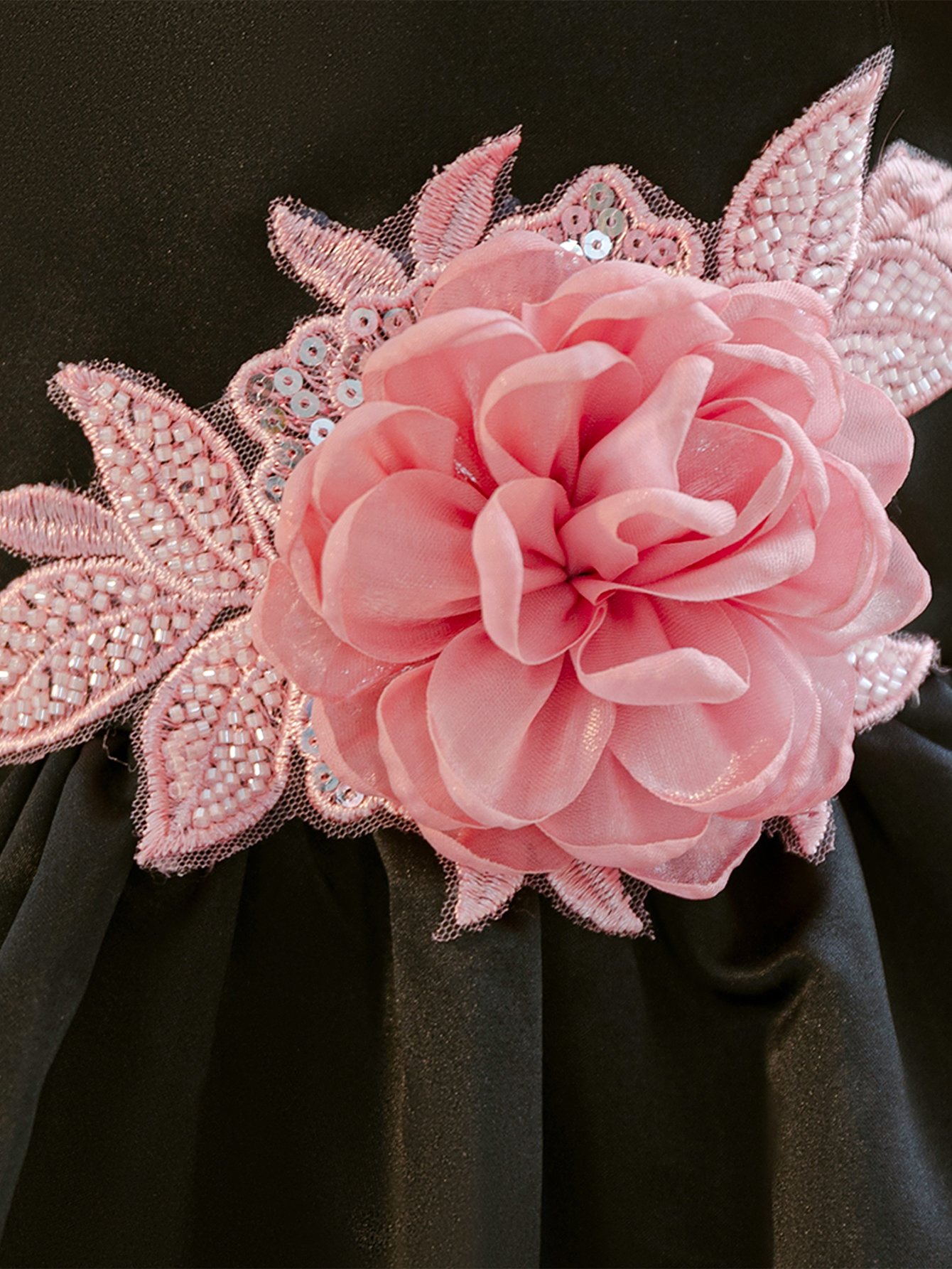Girls Floral Applique Party Dress