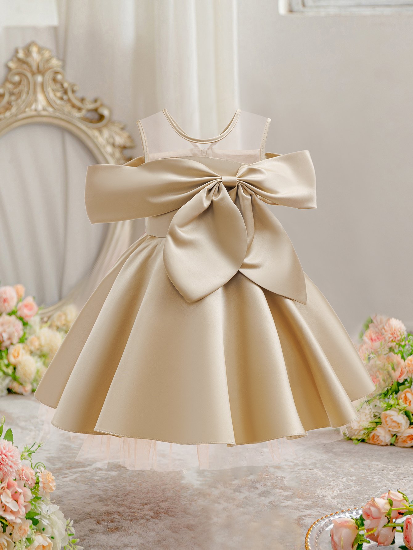 Girls Bow Detail Party Dress