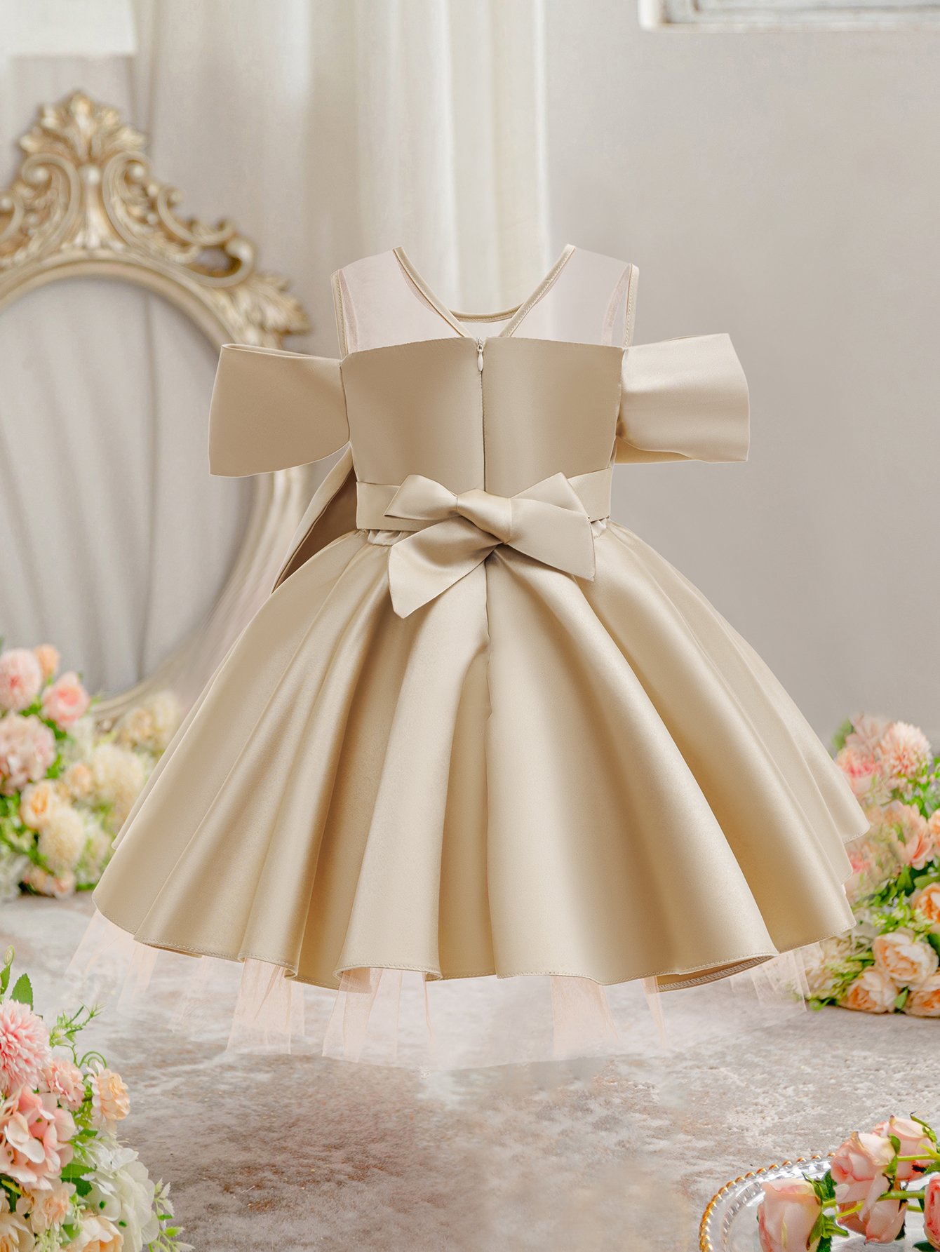 Girls Bow Detail Party Dress