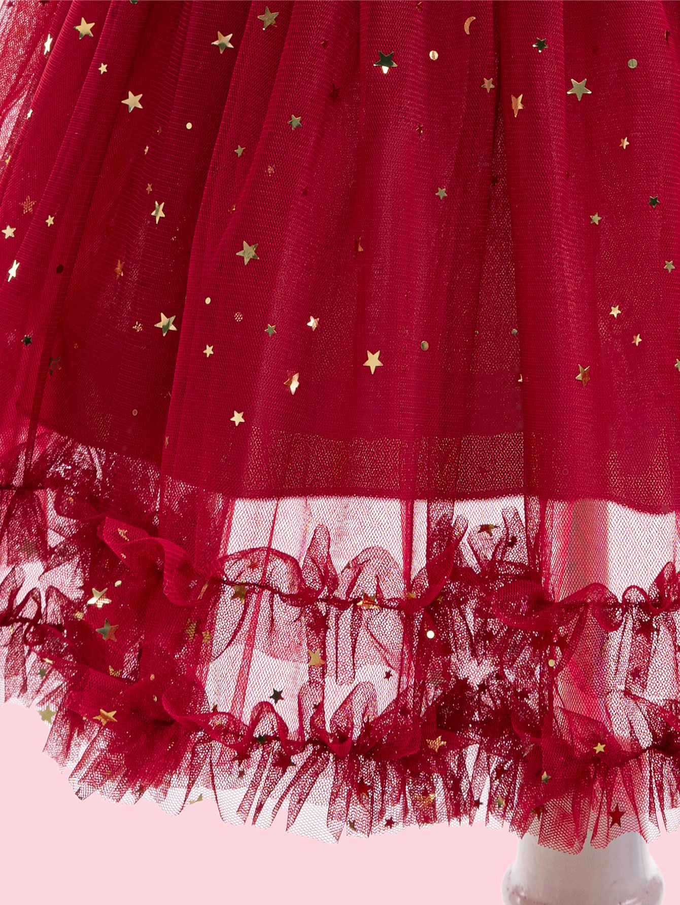 Girls Mesh Insert Bow Detail Party Dress