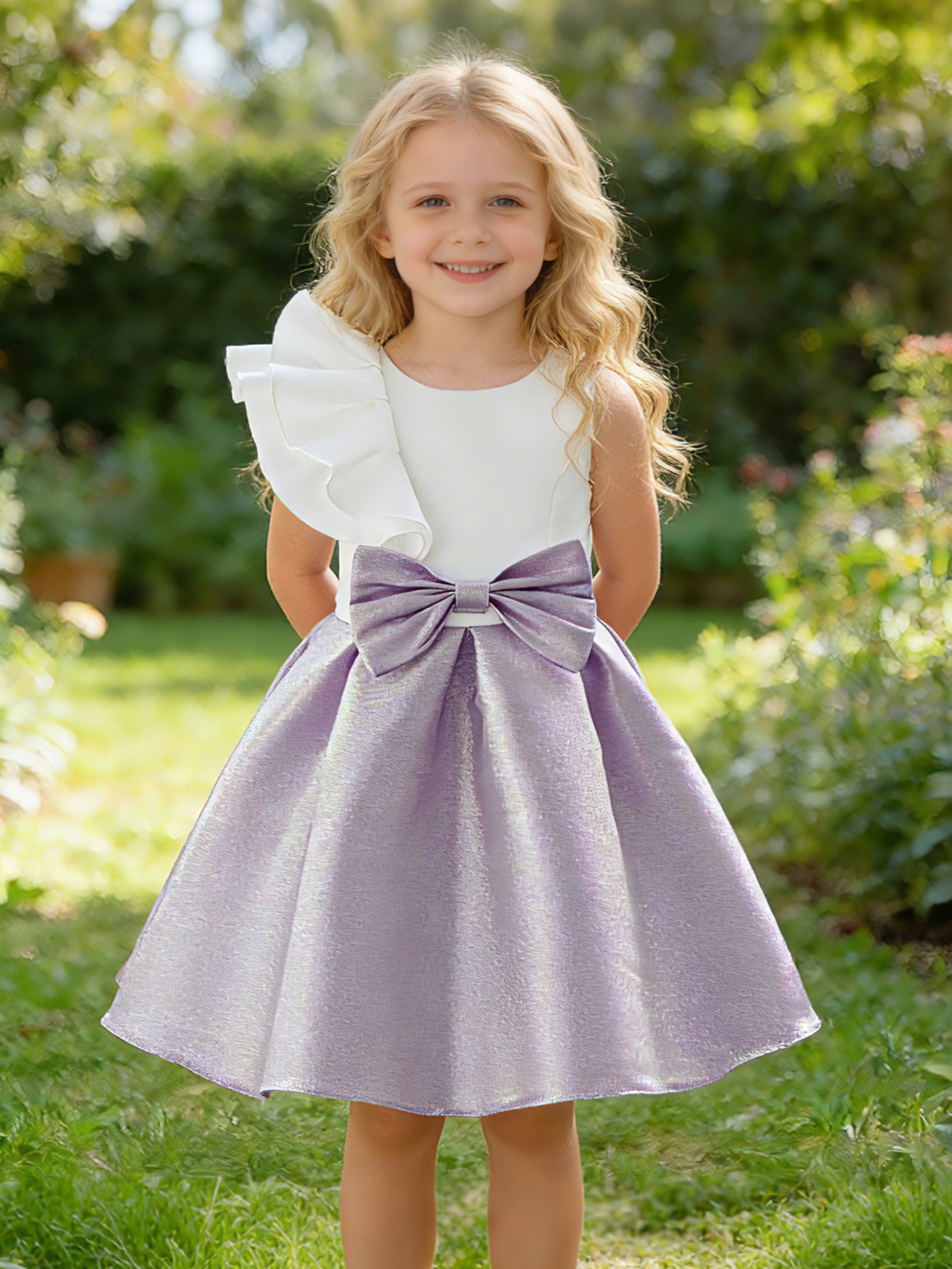 Girls Bow Detail Party Dress