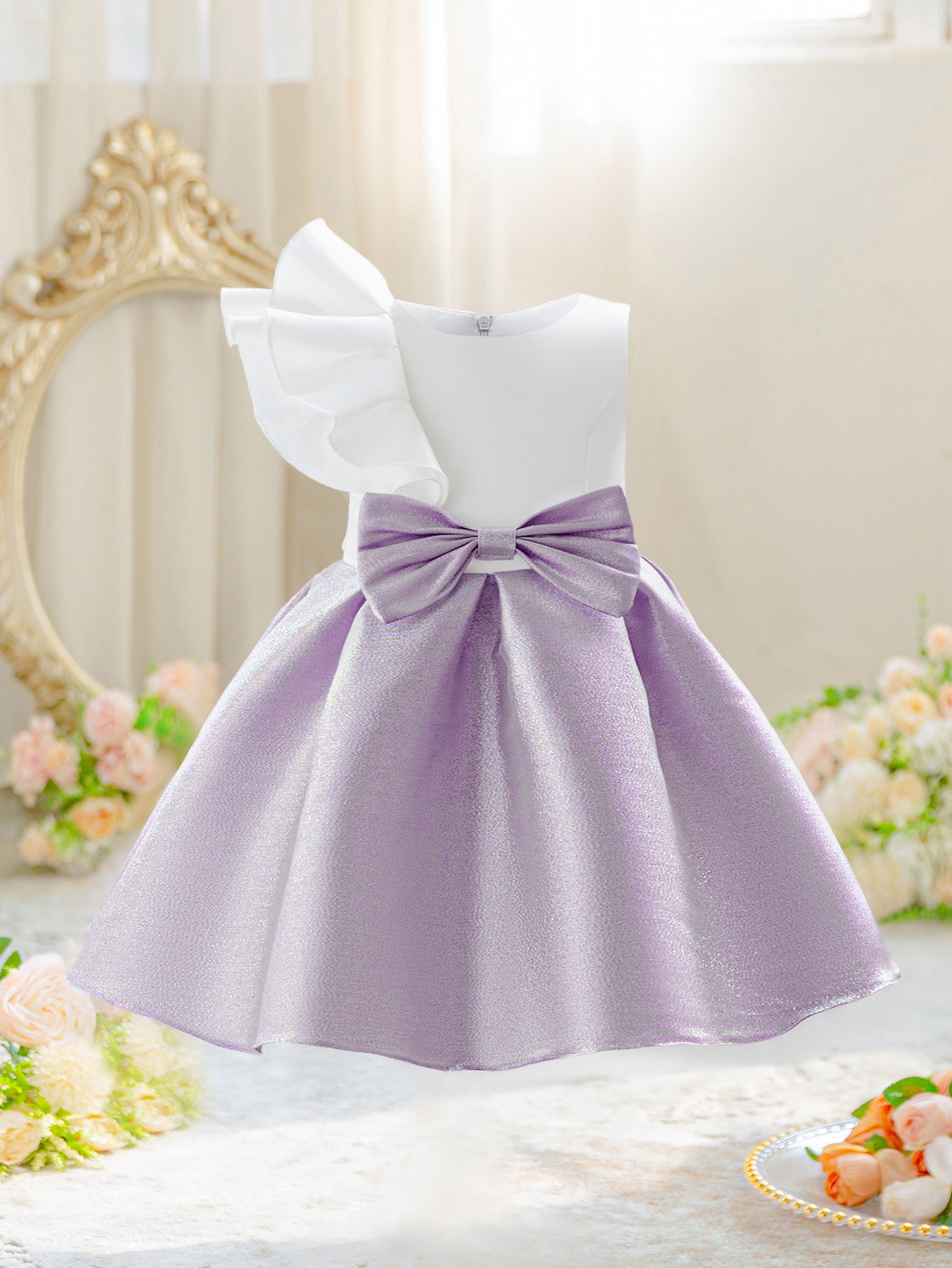 Girls Bow Detail Party Dress