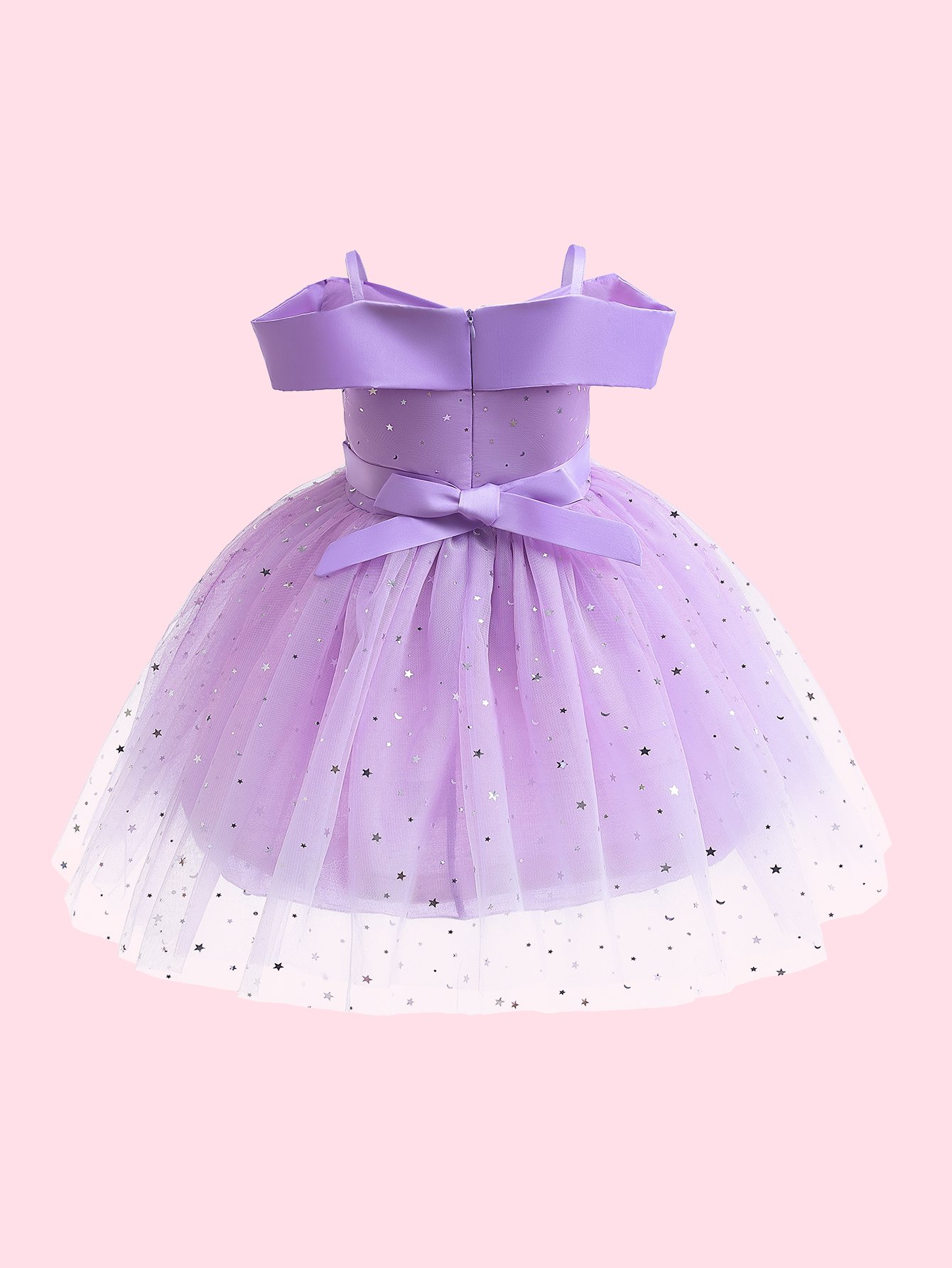 Girls Mesh Insert Cold Shoulder Party Dress