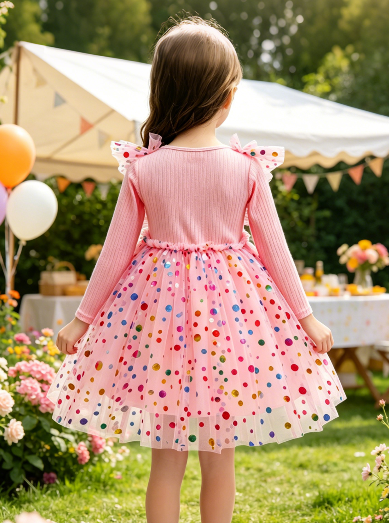 Girls Polka Dot Mesh Tulle Dress