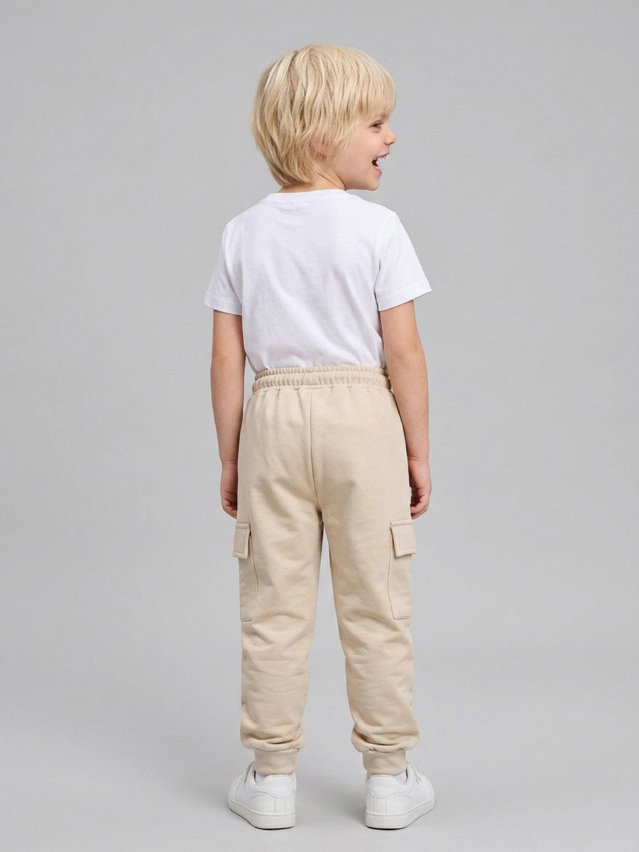 Boys Beige Cuffed Hem Cargo Joggers