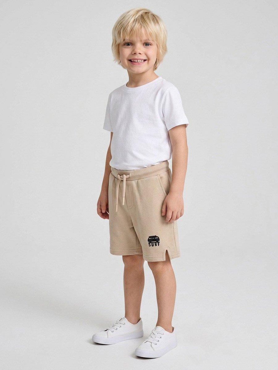 Boys Beige Cotton Blend Drawstring Shorts