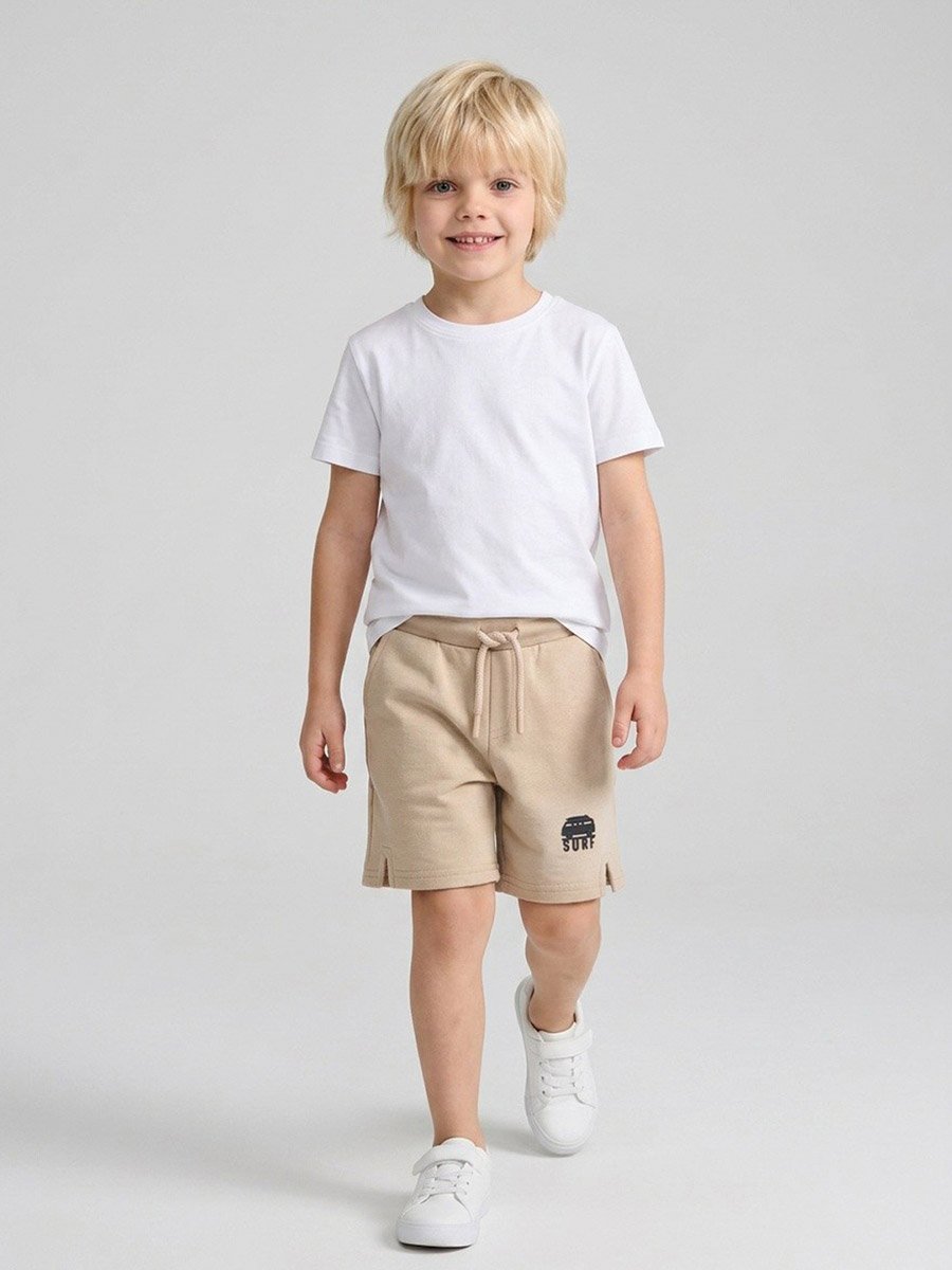 Boys Beige Cotton Blend Drawstring Shorts
