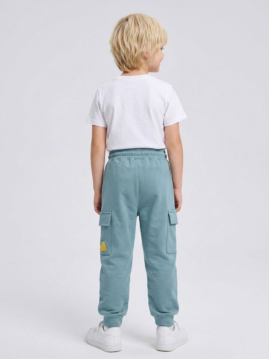 Boys Light Blue Cuffed Hem Cargo Joggers