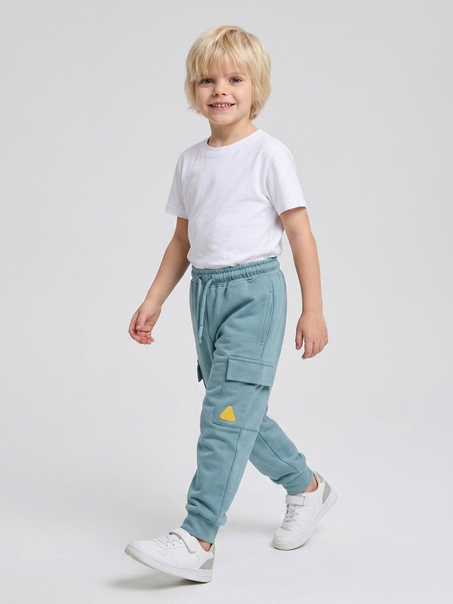 Boys Light Blue Cuffed Hem Cargo Joggers