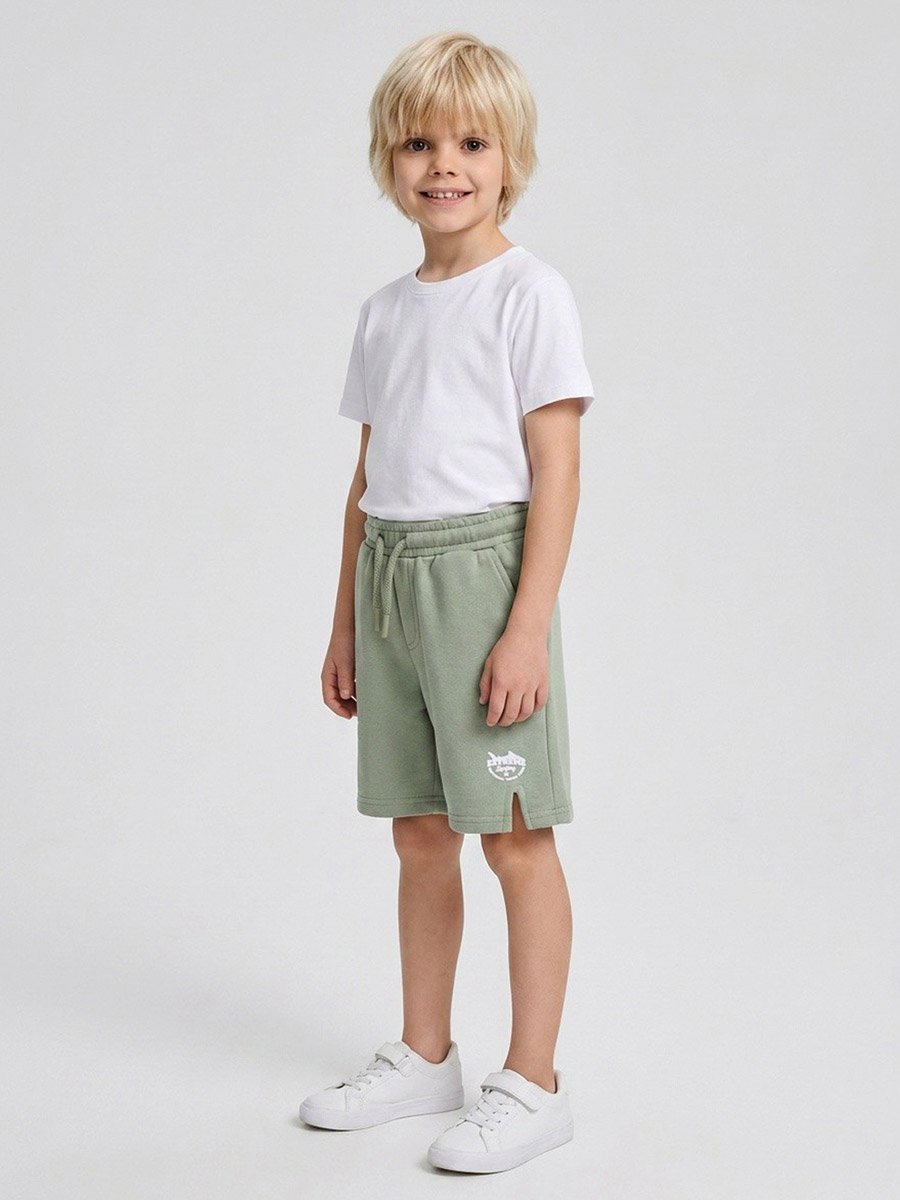 Boys Green Graphic Print Pocket Detail Shorts