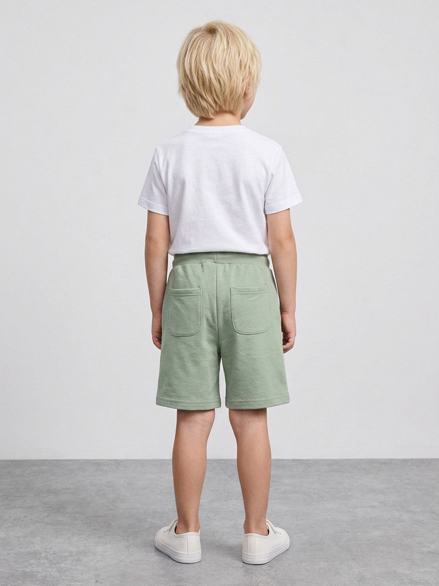 Boys Green Graphic Print Pocket Detail Shorts
