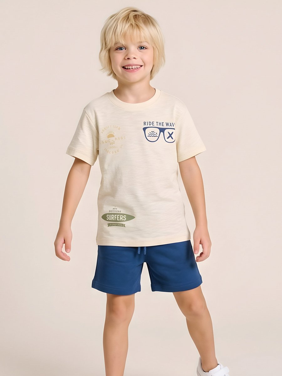 Boys Graphic Cotton T-Shirt and Shorts Set