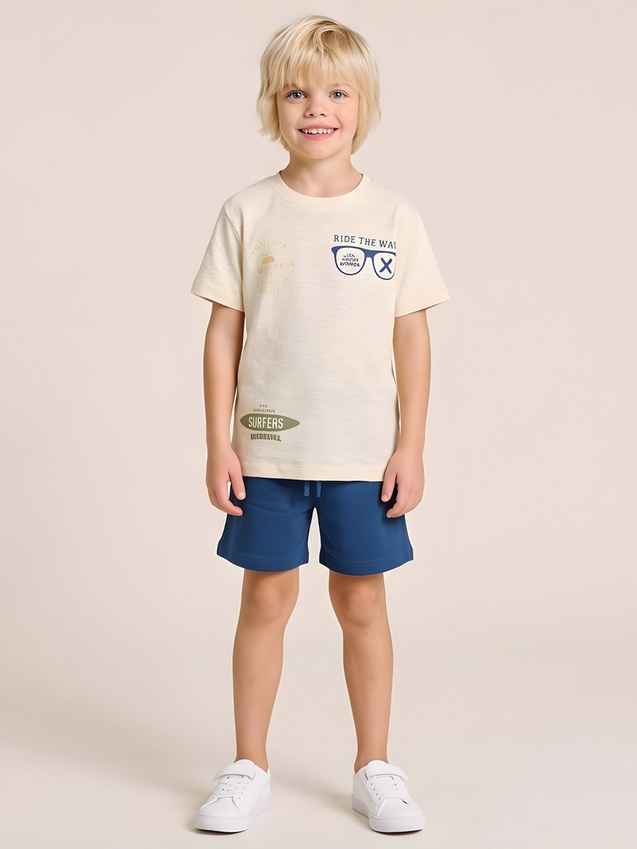 Boys Graphic Cotton T-Shirt and Shorts Set