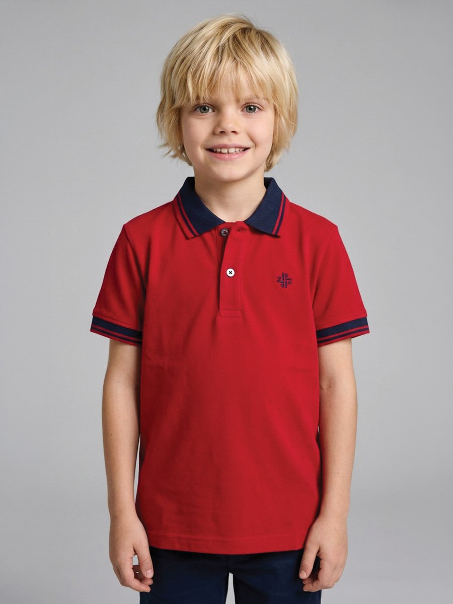 Boys Contrast Collar Polo T-Shirt