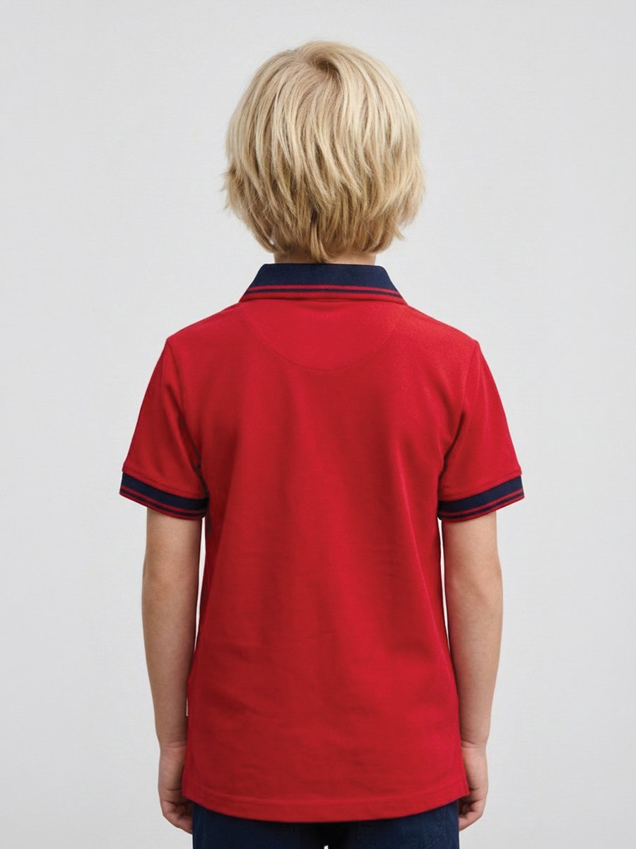 Boys Contrast Collar Polo T-Shirt
