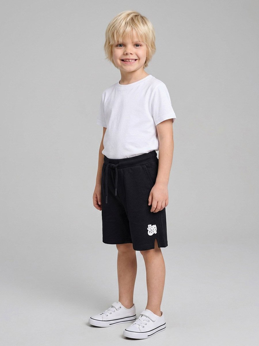 Boys Black Graphic Print Pocket Detail Shorts