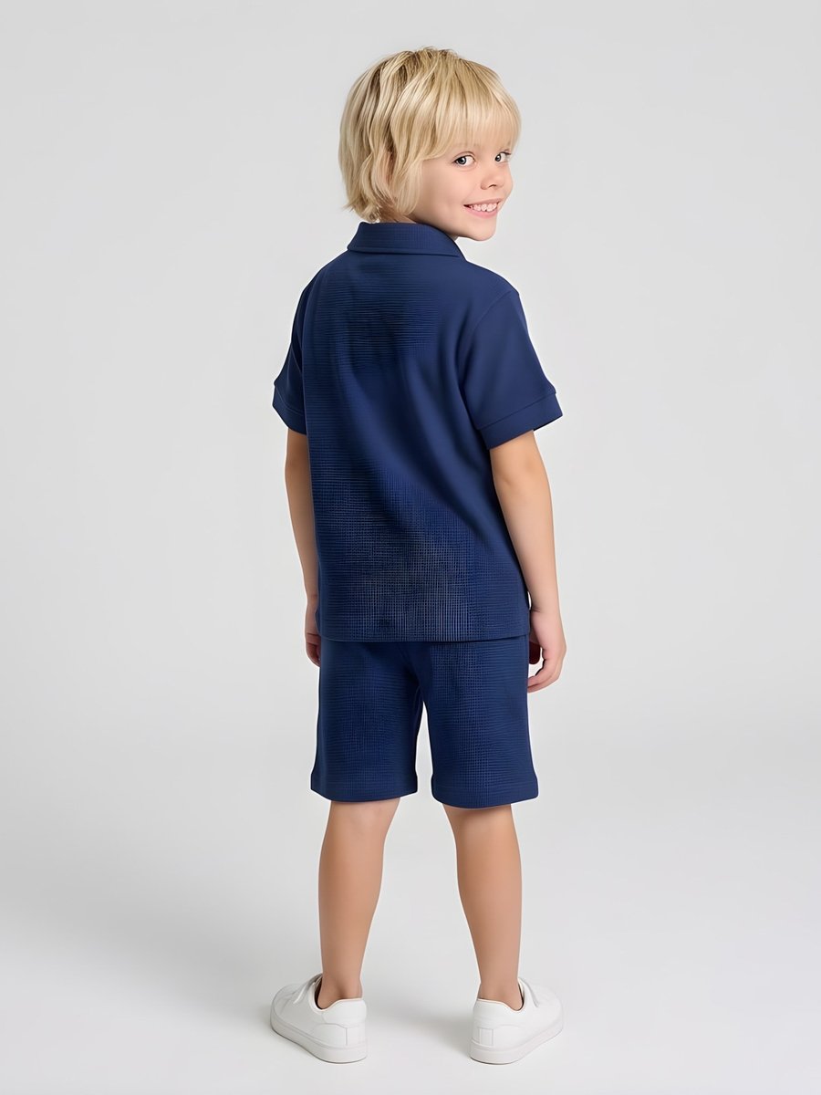 Boys Navy Blue Polo T-Shirt and Shorts Set