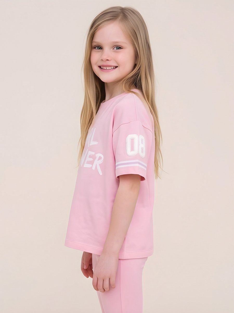 Girls Pink Girl Power T-Shirt and Leggings Set