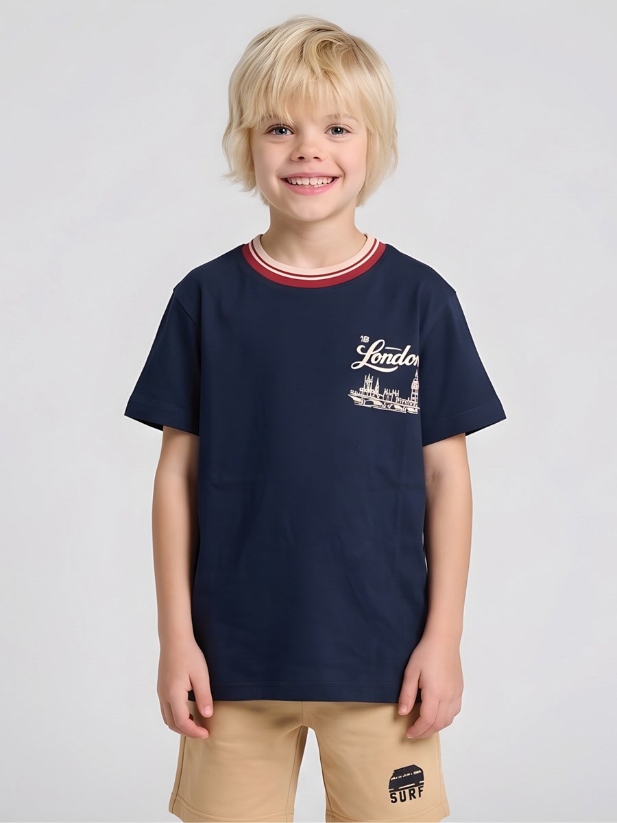 Boys Regular City T-Shirt with Contrast Tipped Rib 