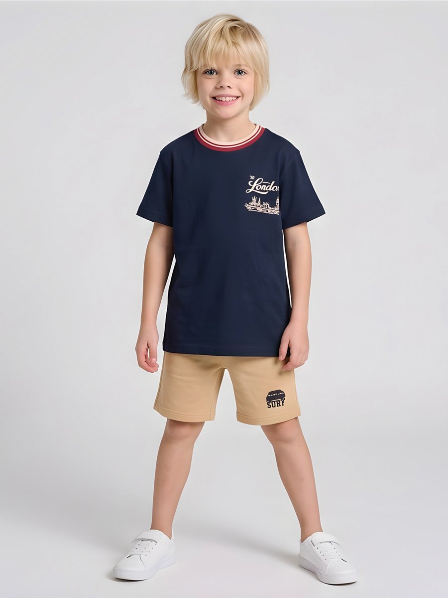 Boys Regular City T-Shirt with Contrast Tipped Rib 