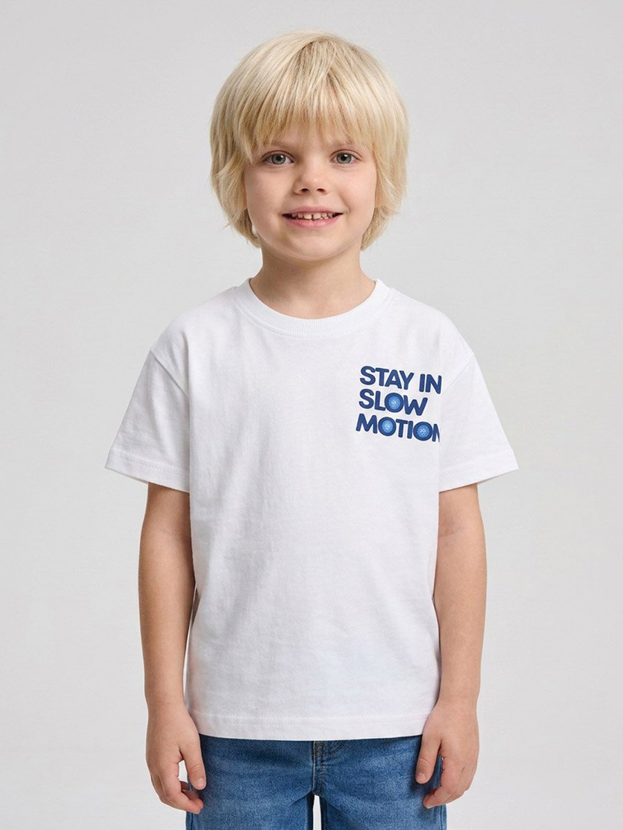 Boys White Graphic Print Oversized T-Shirt