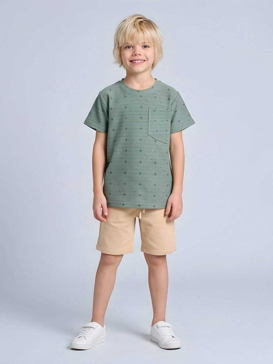 Boys Textured Printed T-Shirt