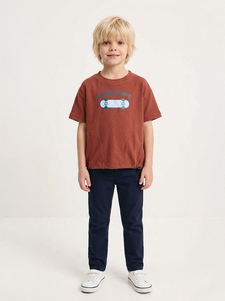 Boys Rust Graphic Print Regular Fit T-Shirt
