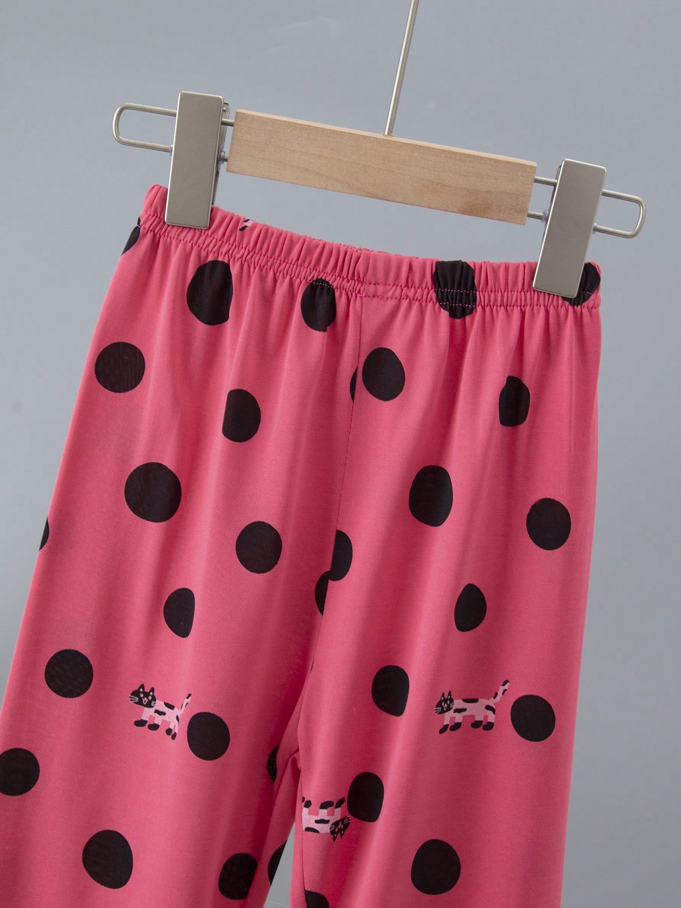 Girls Pink Cat Print Cotton Pyjama Set with Shorts and Pants