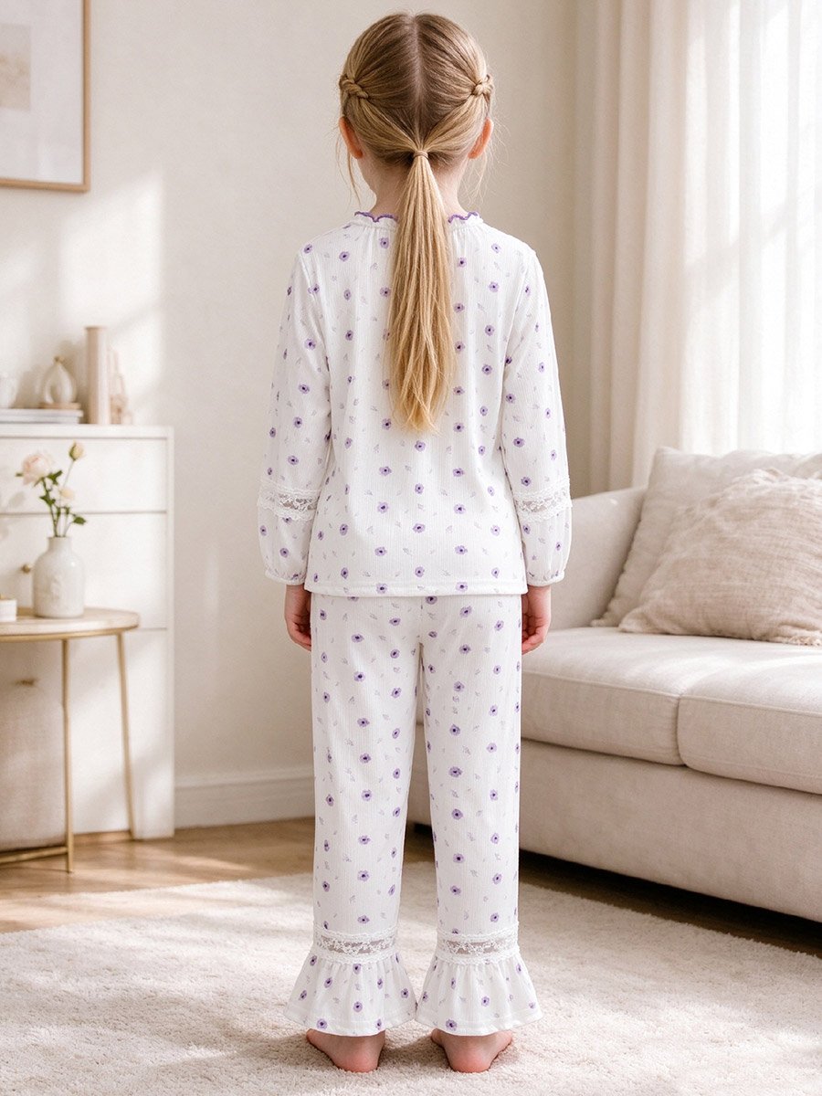 White Ditsy Print Top and Pyjama Set