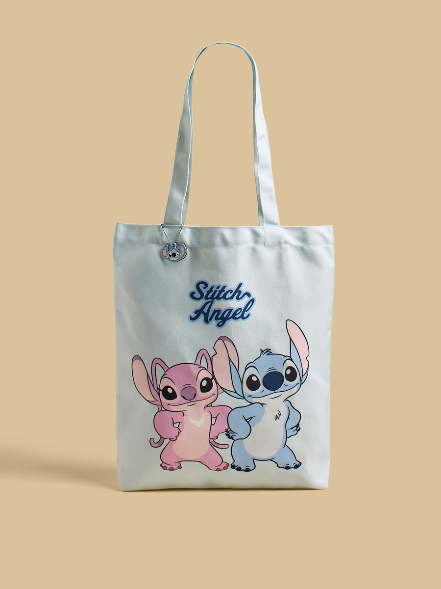 Stitch and Angel Print Shopper Bag with Double Handle