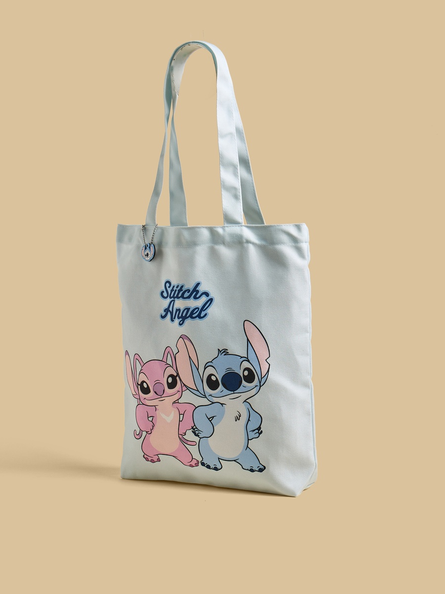 Stitch and Angel Print Shopper Bag with Double Handle