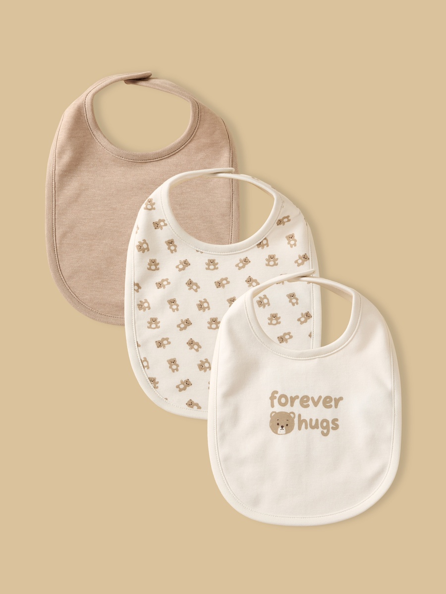 Pack of 3 - Bear Print Cotton Bib