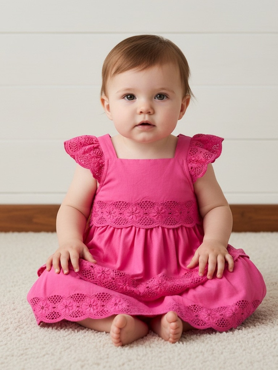 Embroidered Square Neck Sleeveless Tiered Dress